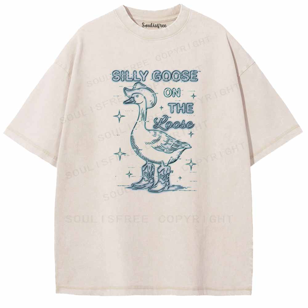 Soulisfree SILLY GOOSE ON THE LOOSE Washed Tee