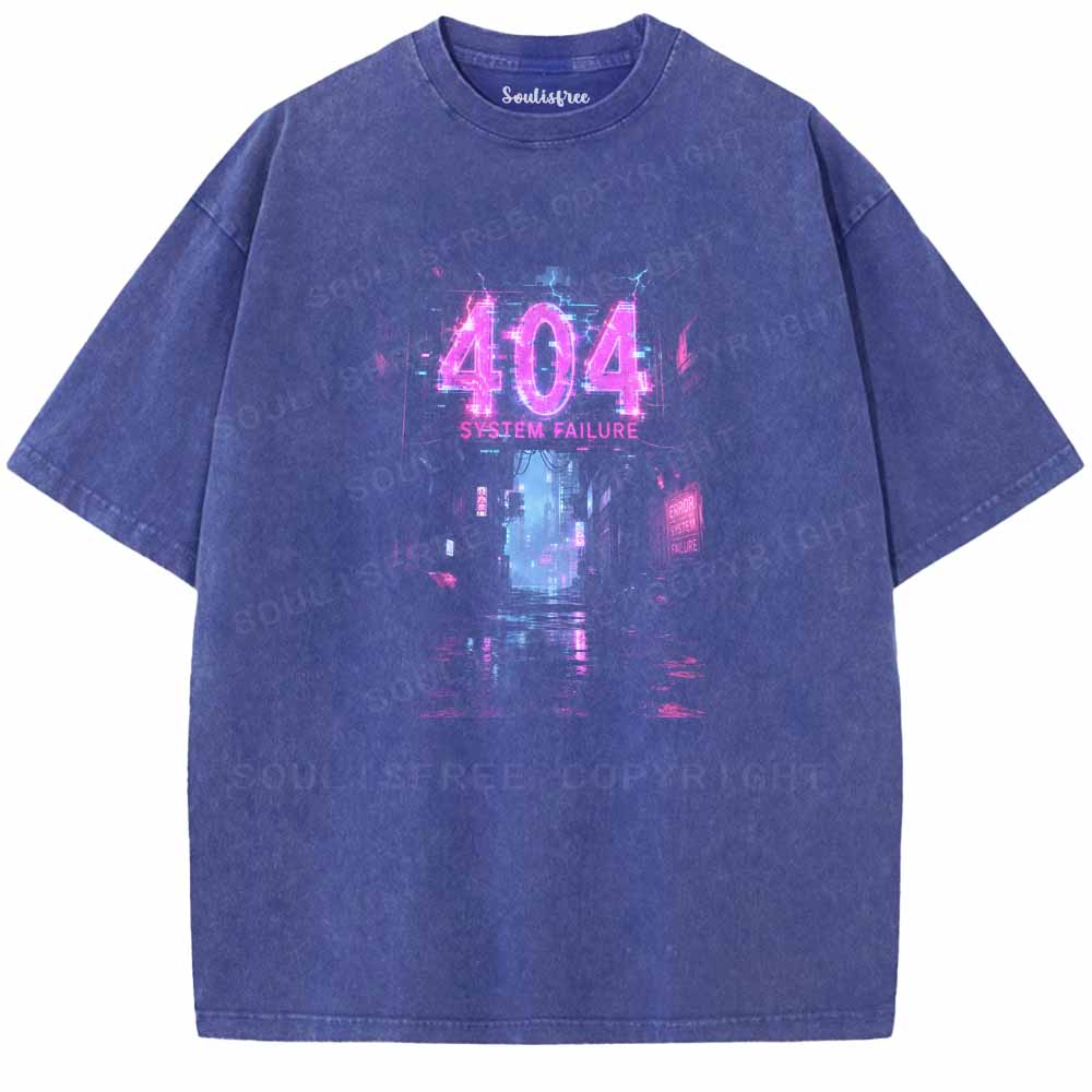 Soulisfree ERROR 404 NEON CYBER ALLEY Washed Tee