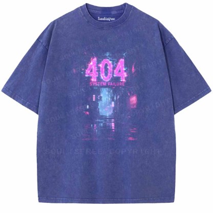 Soulisfree ERROR 404 NEON CYBER ALLEY Washed Tee