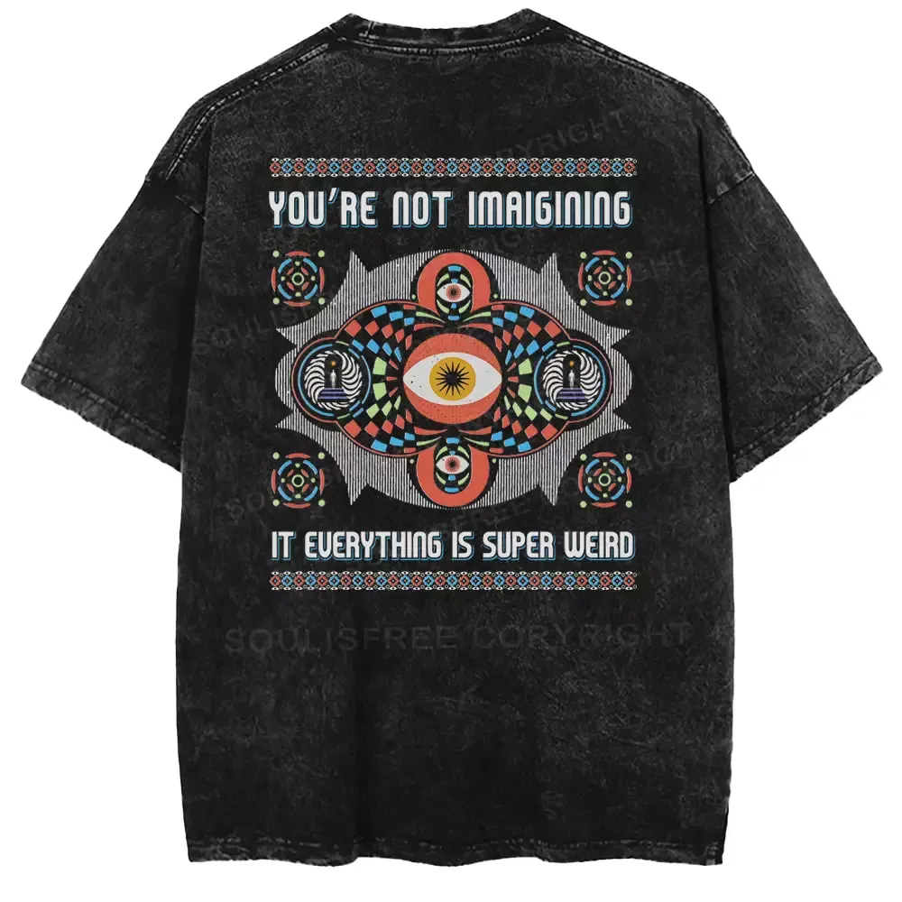 YOU'RE NOT IMAIGINING IT EUERYTHING IS SUPER WEIRD Washed T-shirt