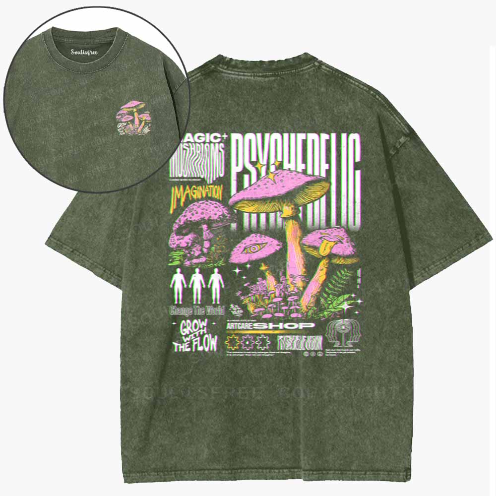 Soulisfree  Psychedelic Mushroom Dreams Washed Tee