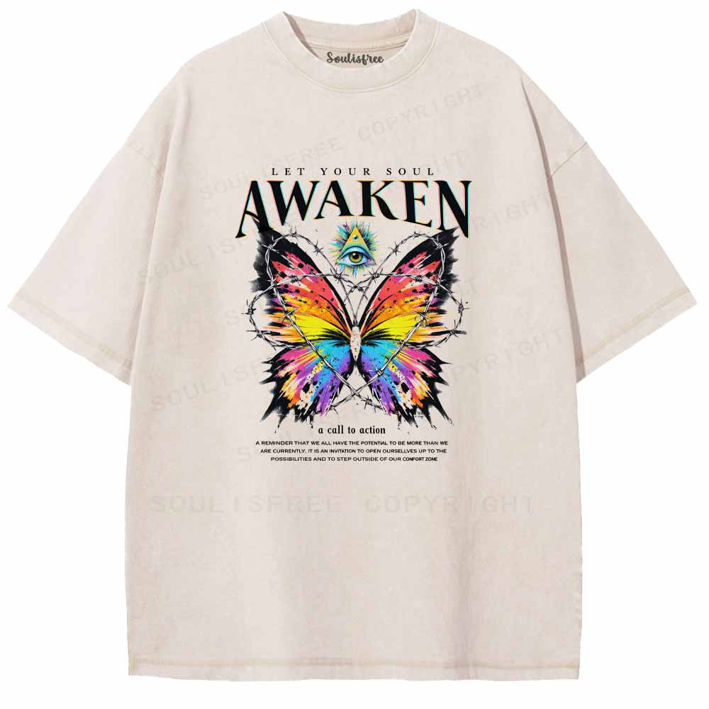 Soulisfree Awaken Your Soul Butterfly Washed Tee