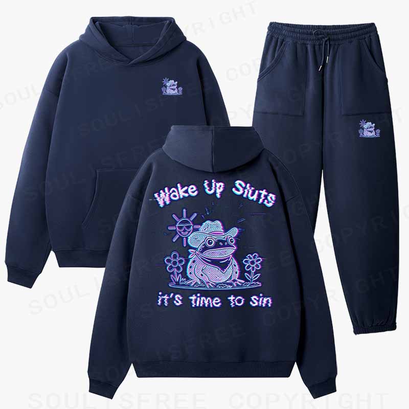 Soulisfree Wake Up Sluts It's Time To Sin Cotton Fleece Hoodie Set
