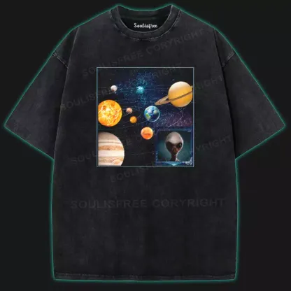 Outside The Solar System Washed Space T-shirt