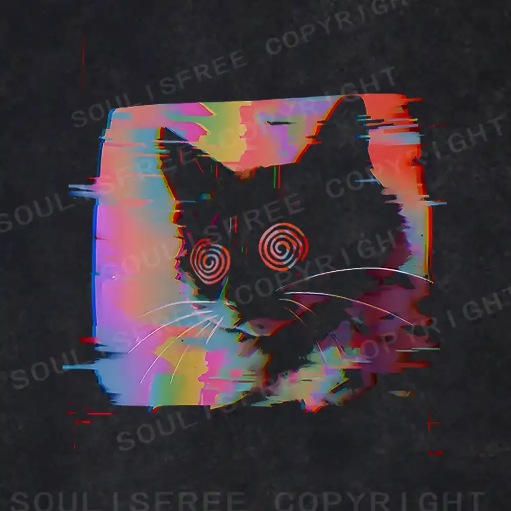 Glitch Cat Washed Hoodie