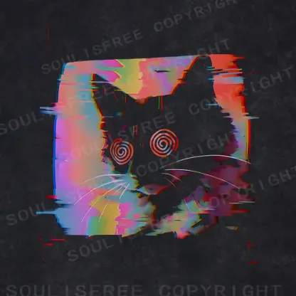 Glitch Cat Washed Hoodie