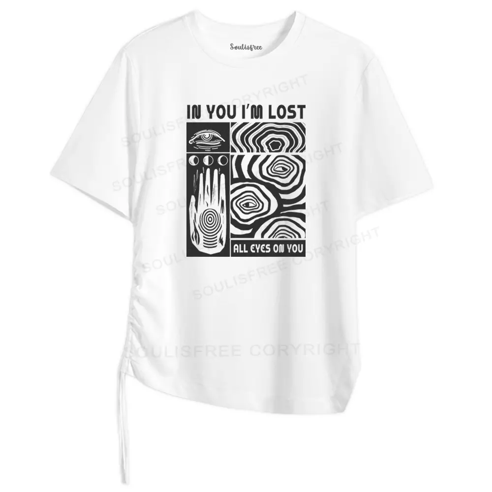 IN YOU I'M LOST Asymmetrical Top With Side Drawstring