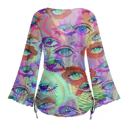 Soulisfree Multicolor Hologram Illusion Sheer Mesh Cover Up