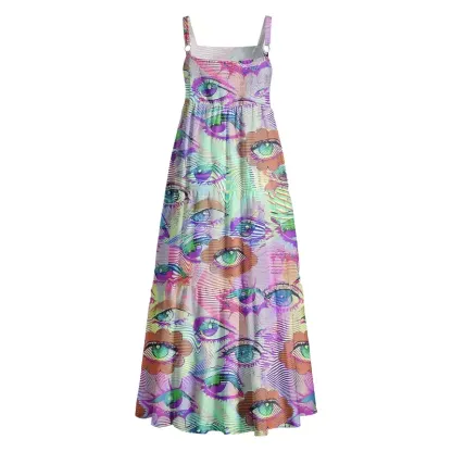 Soulisfree Multicolor Hologram Illusion Boho Maxi Dress