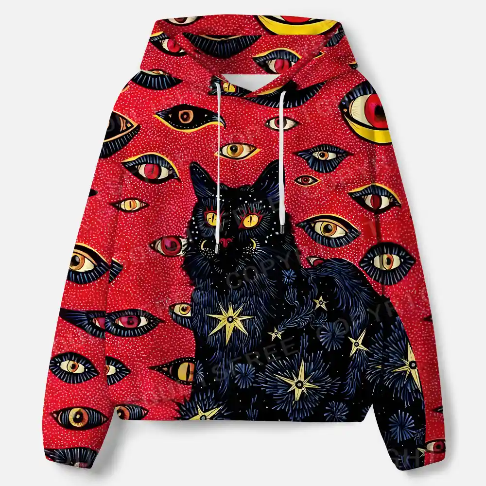 Cosmic Watcher Cat All-Over Print Hoodie