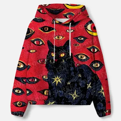 Cosmic Watcher Cat All-Over Print Hoodie