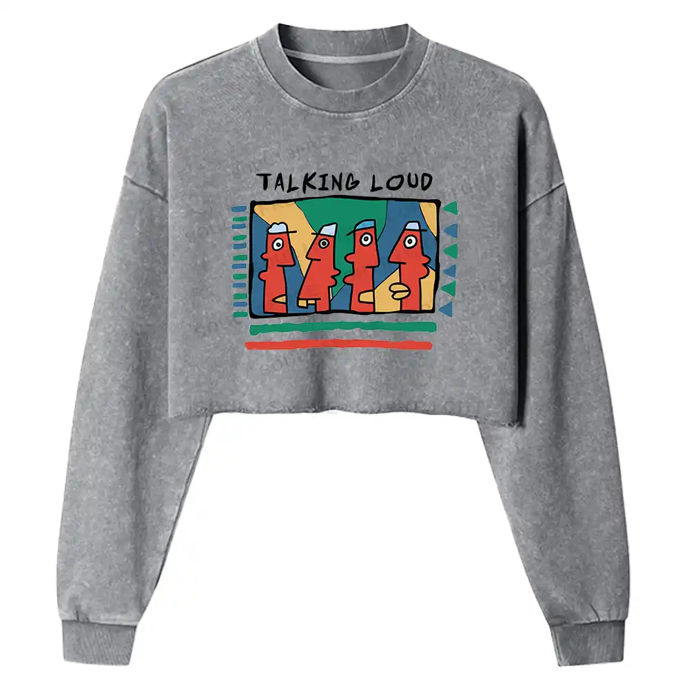 Silent Communication Washed Cropped Sweatshirt