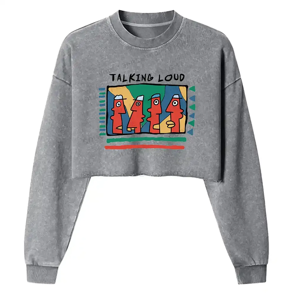 Silent Communication Washed Cropped Sweatshirt