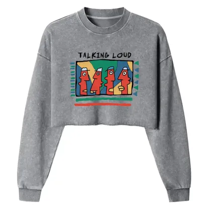 Silent Communication Washed Cropped Sweatshirt