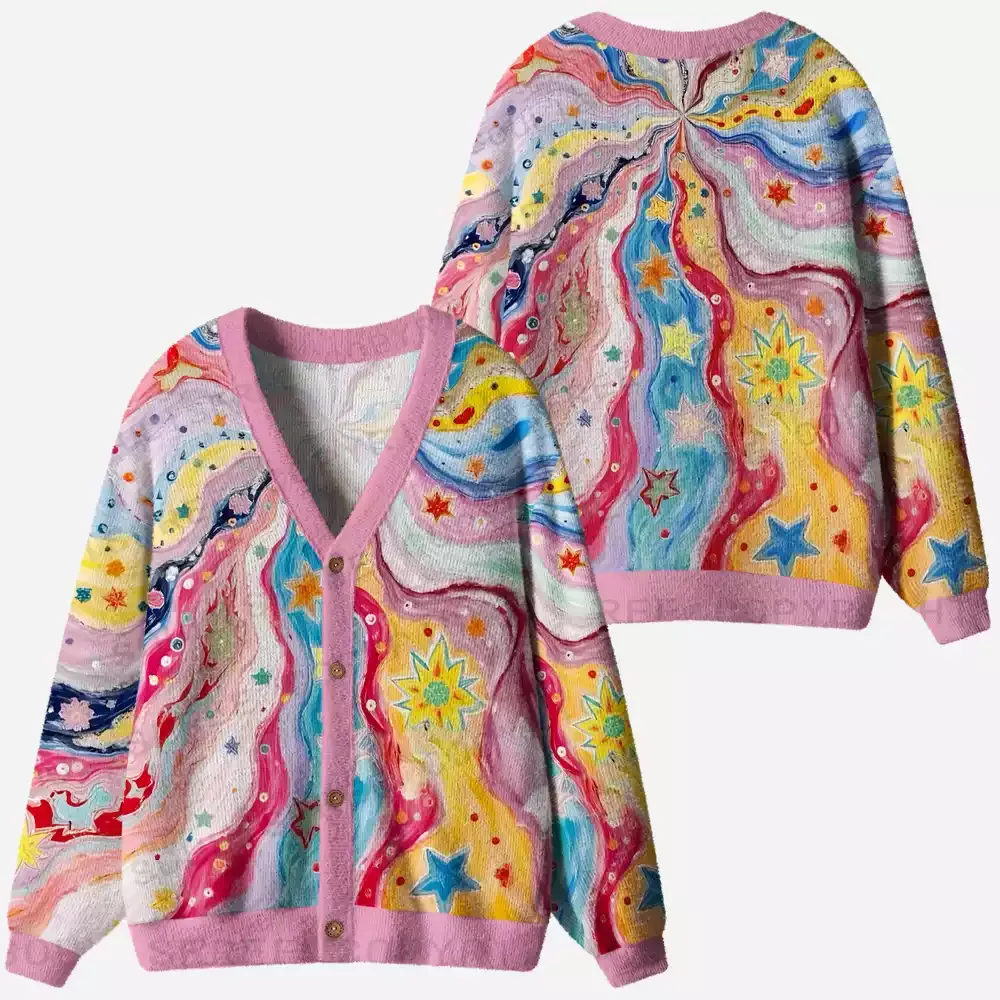 Nebula Starburst Colorful Ugly Cardigan Sweaters