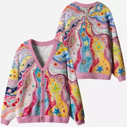 Nebula Starburst Colorful Ugly Cardigan Sweaters