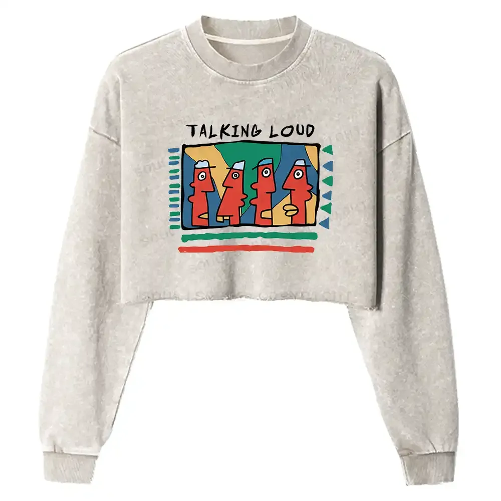 Silent Communication Washed Cropped Sweatshirt