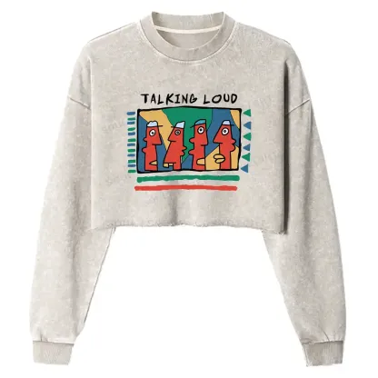 Silent Communication Washed Cropped Sweatshirt