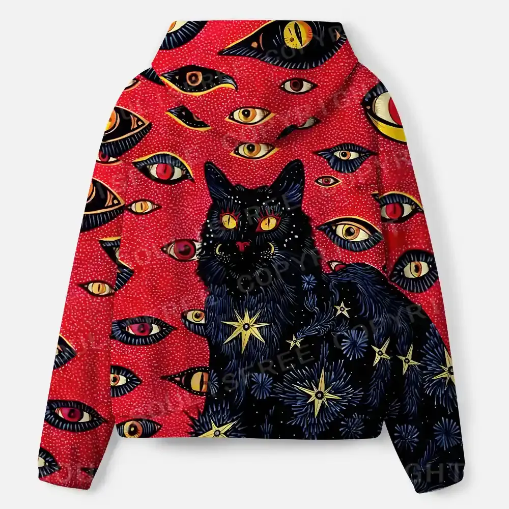 Cosmic Watcher Cat All-Over Print Hoodie