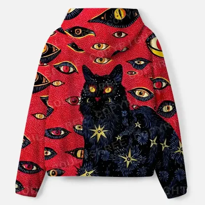 Cosmic Watcher Cat All-Over Print Hoodie