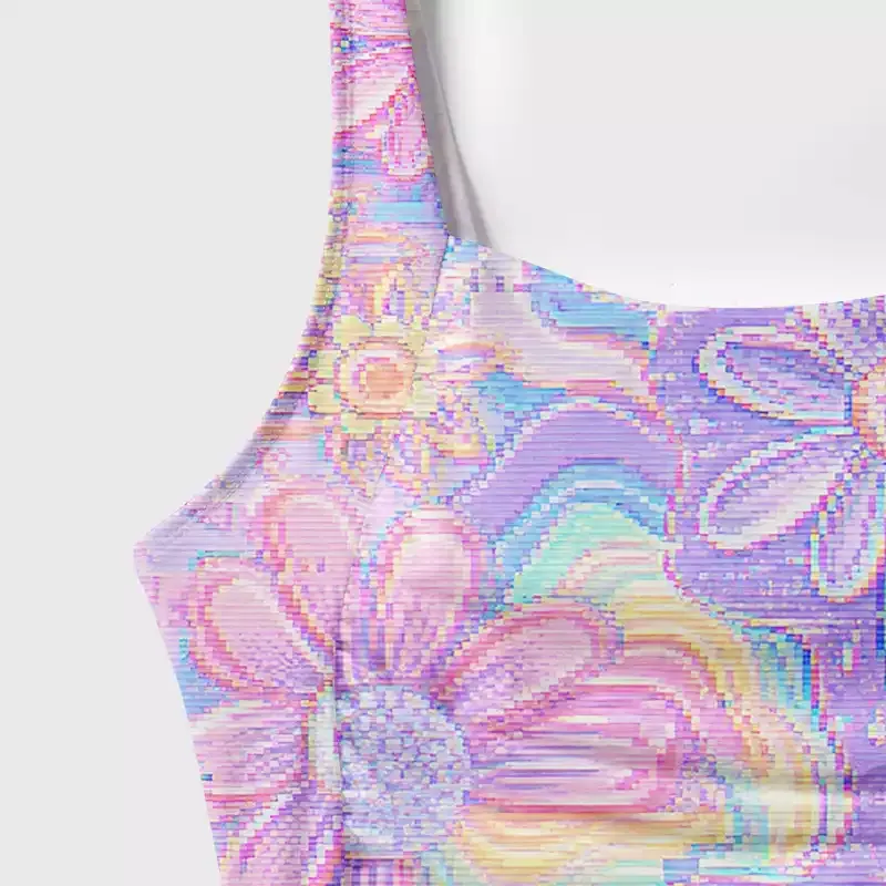 Soulisfree Holographic Rainbow Garden One‑Piece Swimsuit