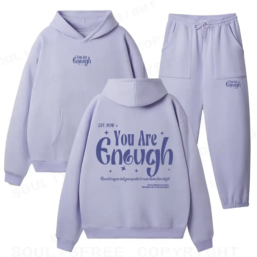You Are Enough Fleece Hoodie Set