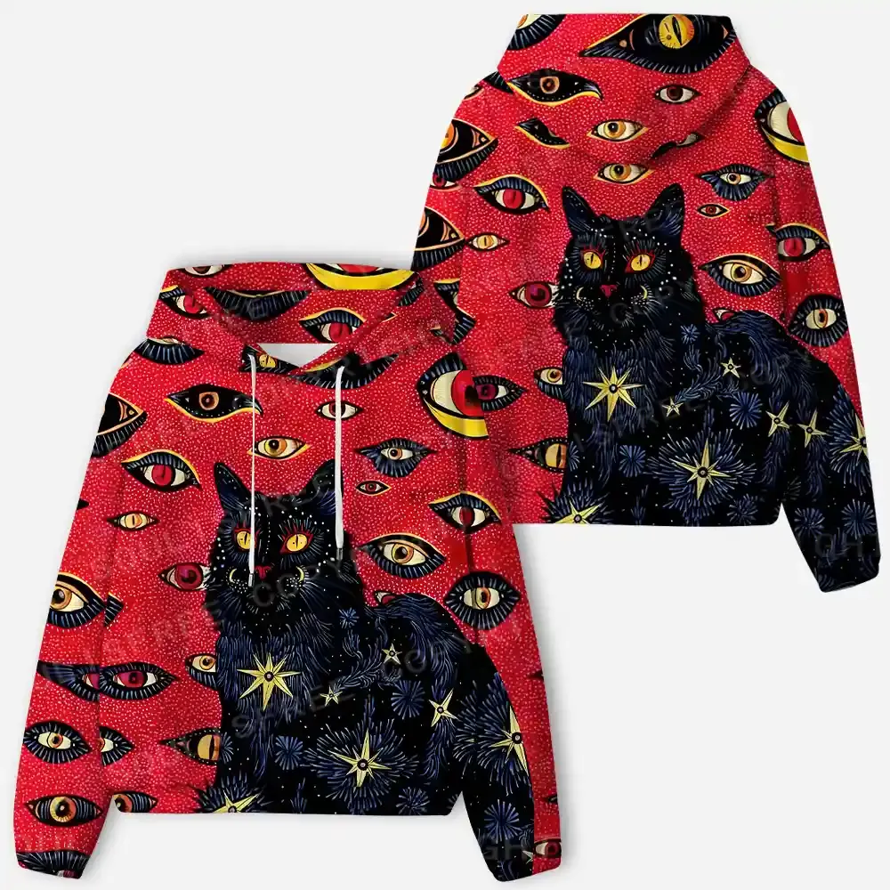 Cosmic Watcher Cat All-Over Print Hoodie