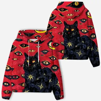 Cosmic Watcher Cat All-Over Print Hoodie