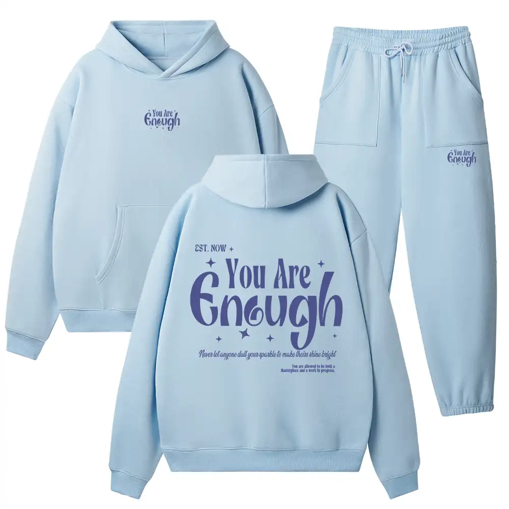 You Are Enough Fleece Hoodie Set