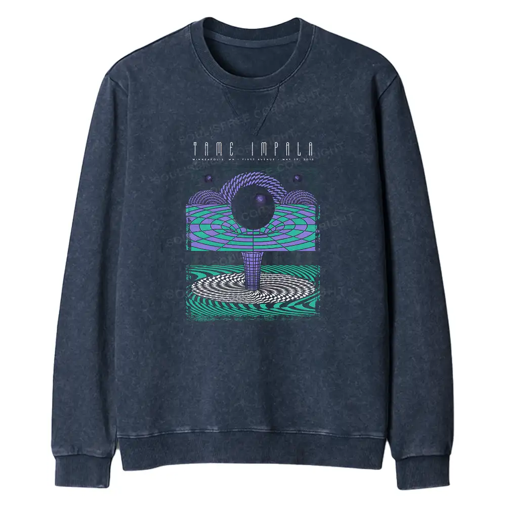 Deep In The Psychedelic World Regular Fit Washed Sweatshirt