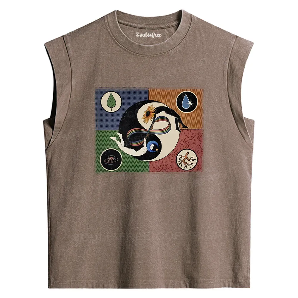 Designed Day Or Night Washed Tank Tops