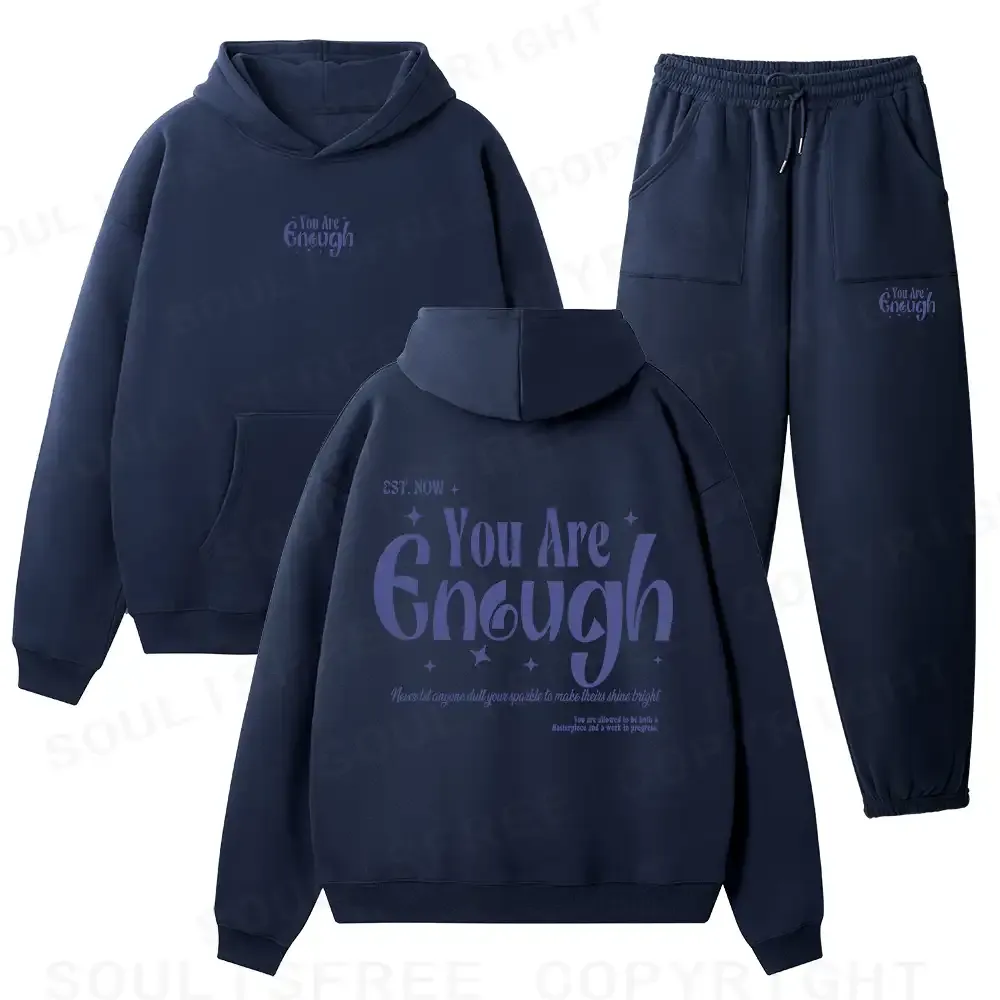 You Are Enough Fleece Hoodie Set