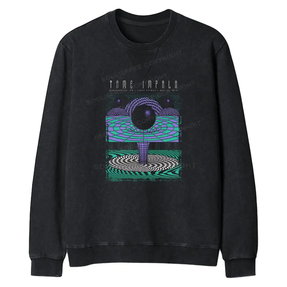 Deep In The Psychedelic World Regular Fit Washed Sweatshirt