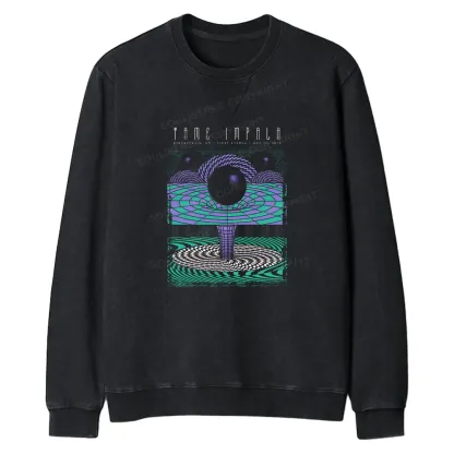Deep In The Psychedelic World Regular Fit Washed Sweatshirt
