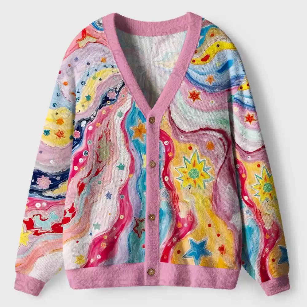 Nebula Starburst Colorful Ugly Cardigan Sweaters