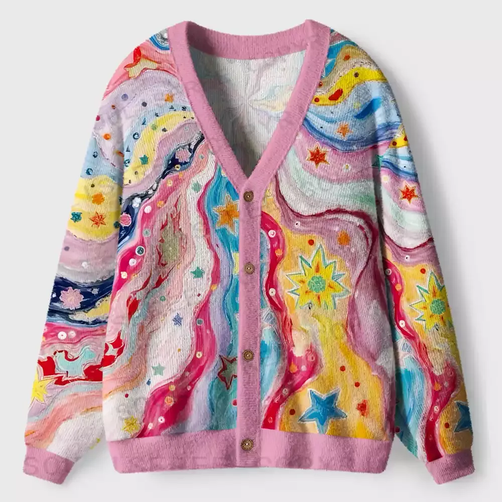 Nebula Starburst Colorful Ugly Cardigan Sweaters
