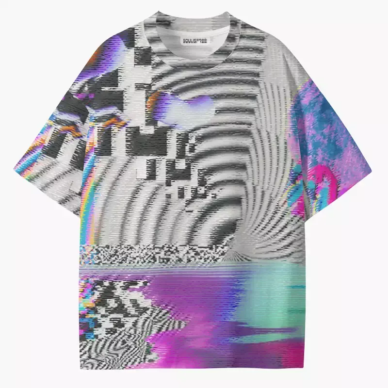 Soulisfree Retro TV Glitch ECO‑PERF Graphic Tee