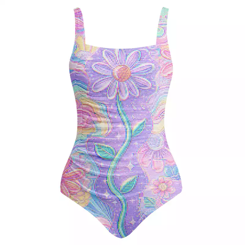 Soulisfree Holographic Rainbow Garden One‑Piece Swimsuit