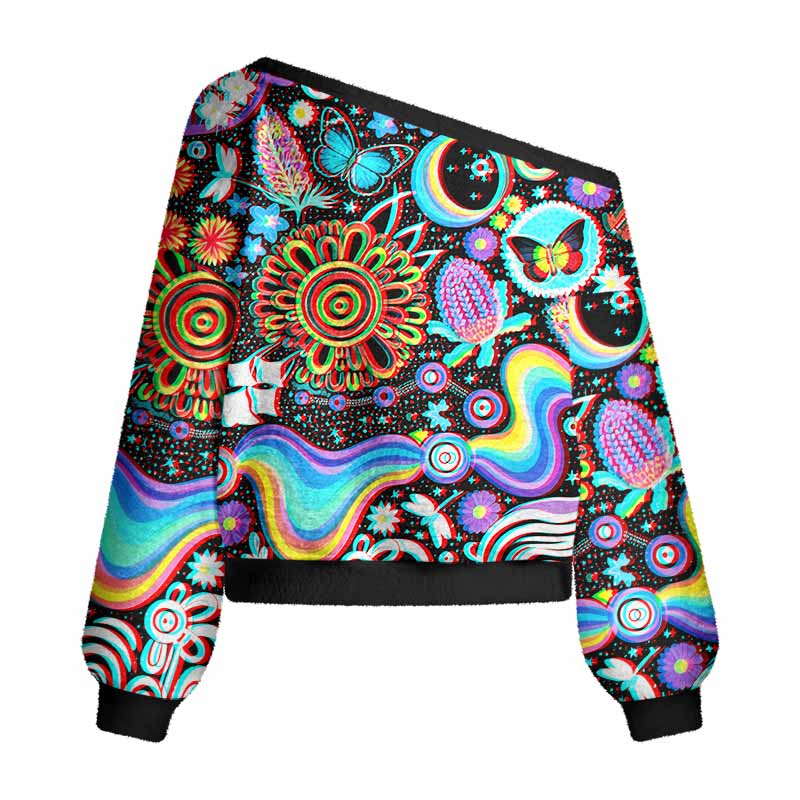 Soulisfree Glitch Cosmic Dream Women's Fuzzy Crewneck Sweater