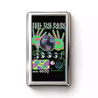 Soulisfree Neon Earth Handprint Emotional Resonance Metal Pocket Case