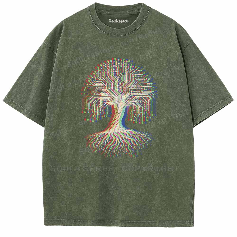Soulisfree DIGITAL TREE OF LIFE Washed Tee