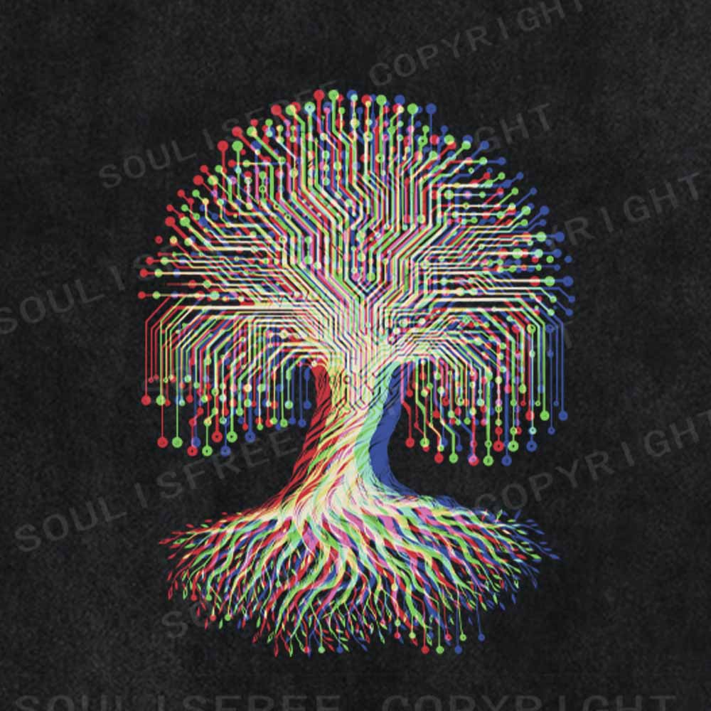 Soulisfree DIGITAL TREE OF LIFE Washed Tee