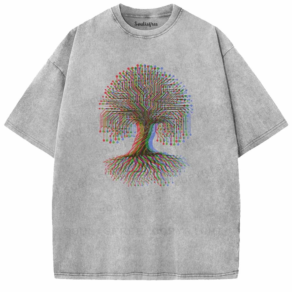 Soulisfree DIGITAL TREE OF LIFE Washed Tee