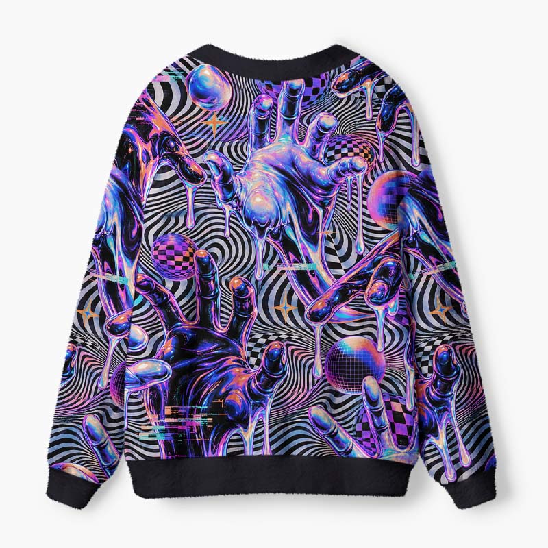 Soulisfree Digital Touch Fuzzy Cardigan Sweater