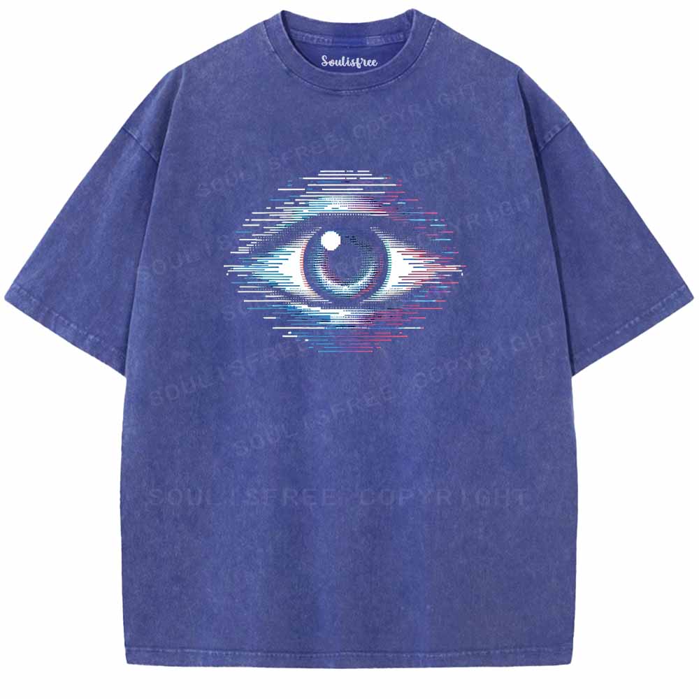 Soulisfree Pixelated cyber gaze Washed Tee