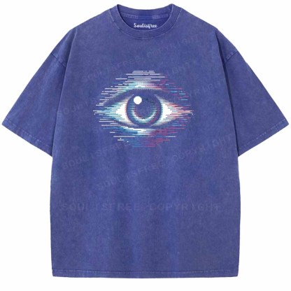 Soulisfree Pixelated cyber gaze Washed Tee