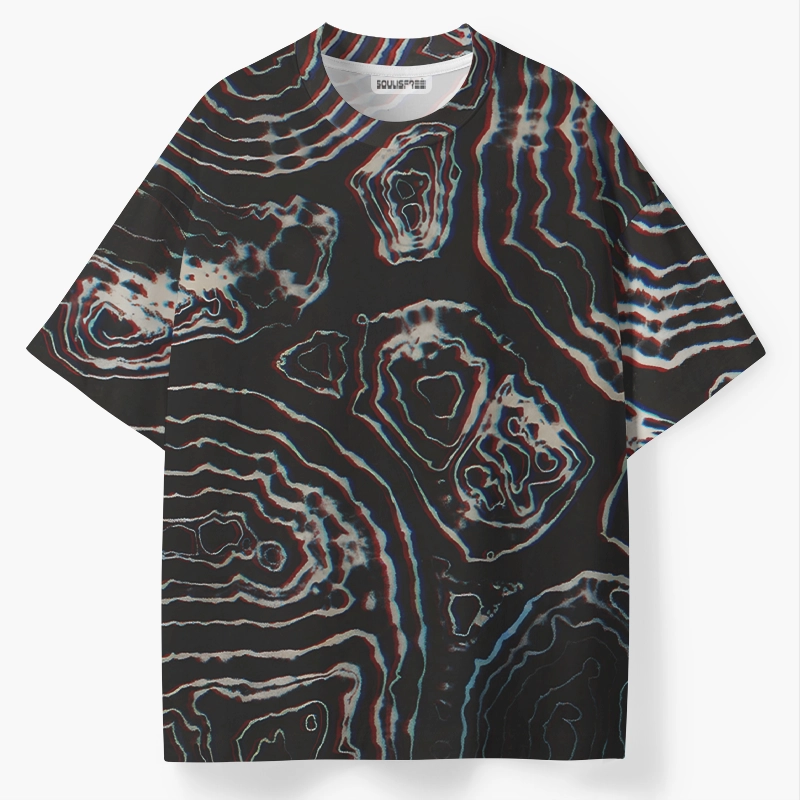 Soulisfree Holographic Topographic Lines ECO‑PERF Graphic Tee