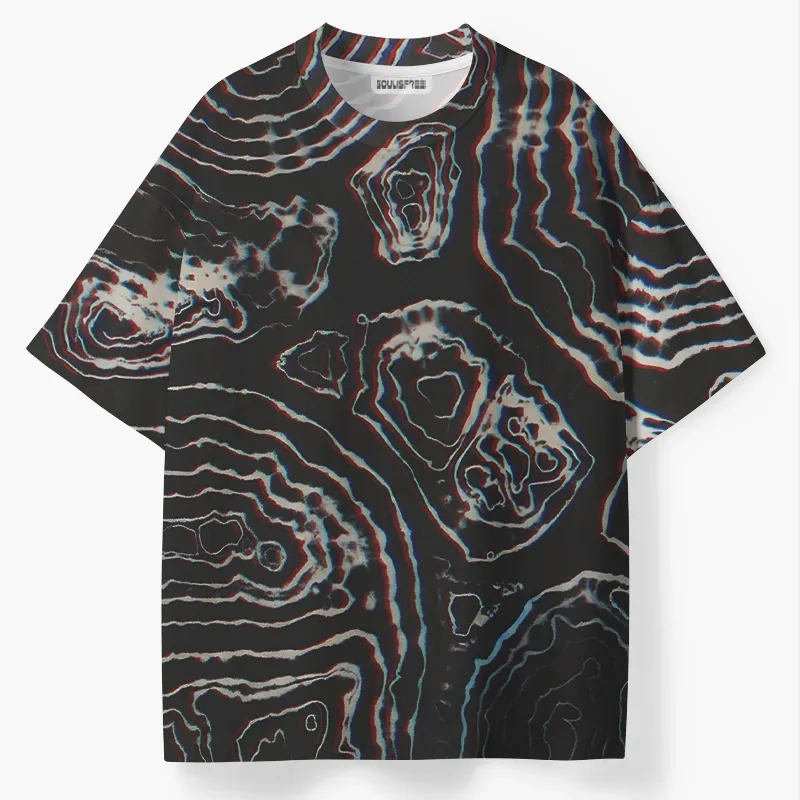 Designed Soulisfree Holographic Topographic Lines ECO‑PERF Graphic Tee | Soulisfree