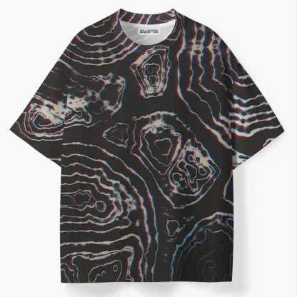 Soulisfree Holographic Topographic Lines ECO‑PERF Graphic Tee