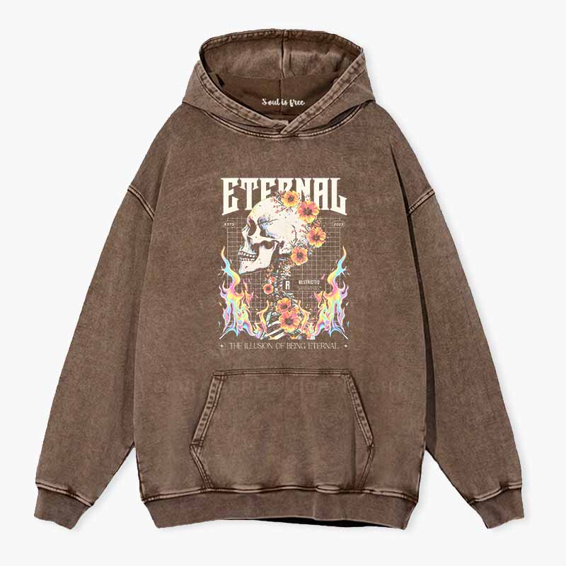 Soulisfree Skull & Bloom Aesthetic  Washed Hoodie